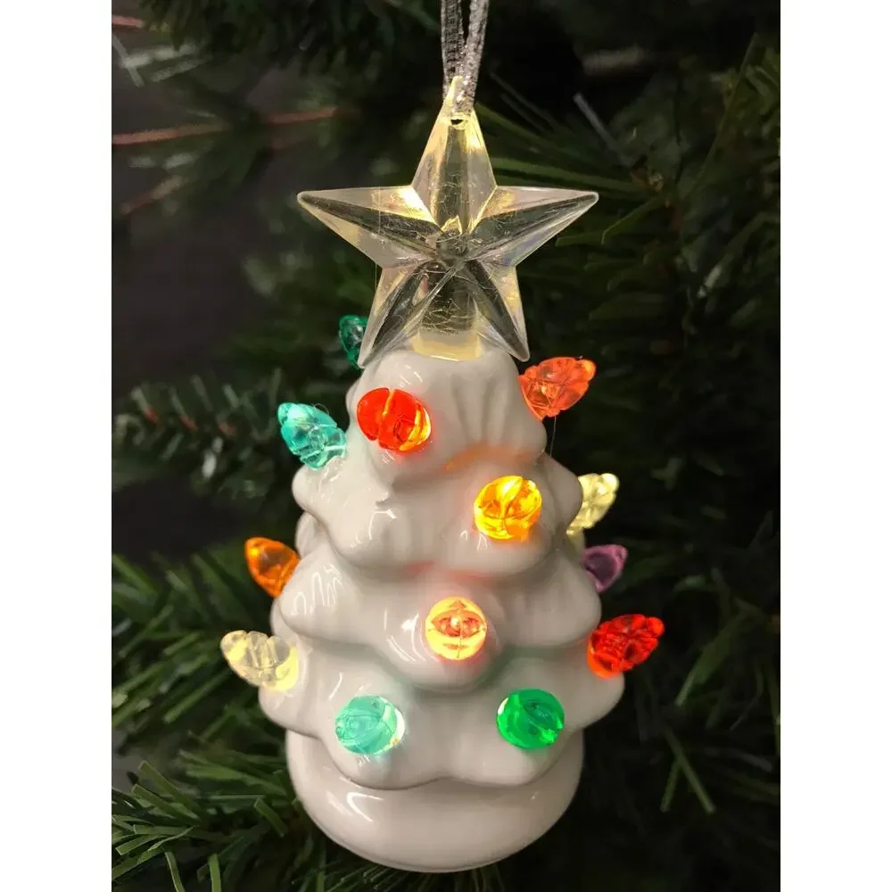 White LED Light Up Christmas Tree Ornament - Christmas Tree Nostalgic‎ NEW
